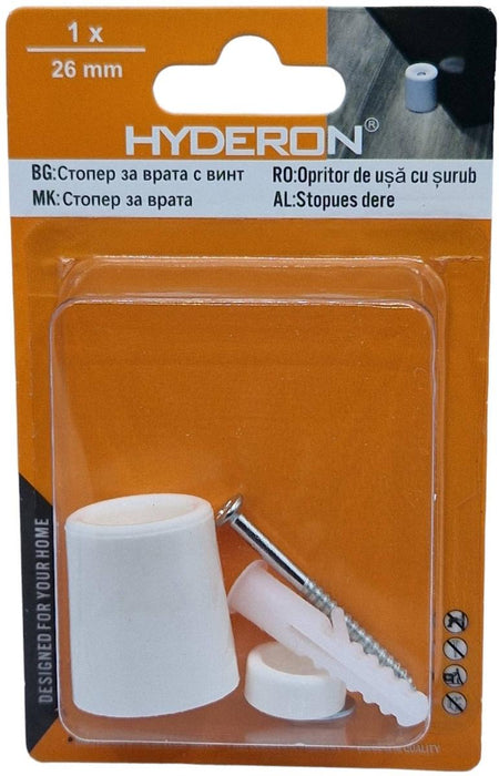 DOOR STOPPER HSB-26W 26*30 WHITE WITH DOWEL