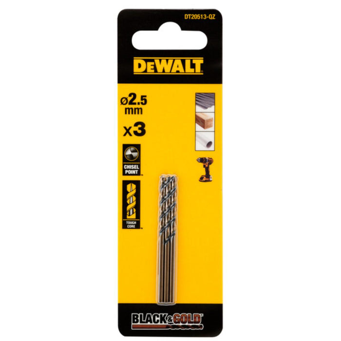 DRILL FOR METAL 2.5MM DEWALT 3PCS