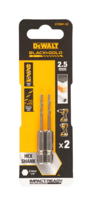 METAL DRILL BIT 2.5MM HEX DEWALT 2PCS