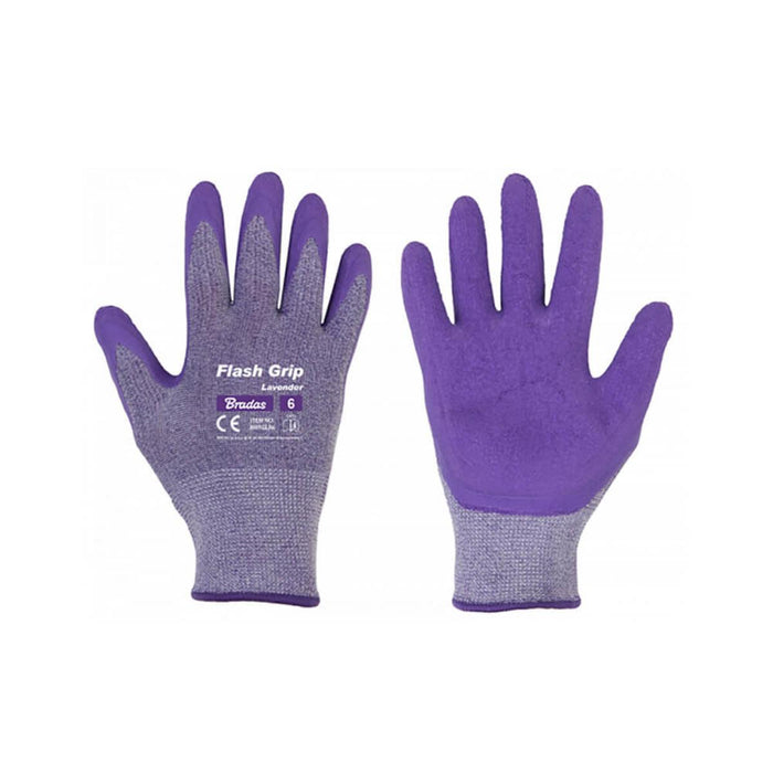 FLASH GRIP LAVENDER LATEX GLOVES 8