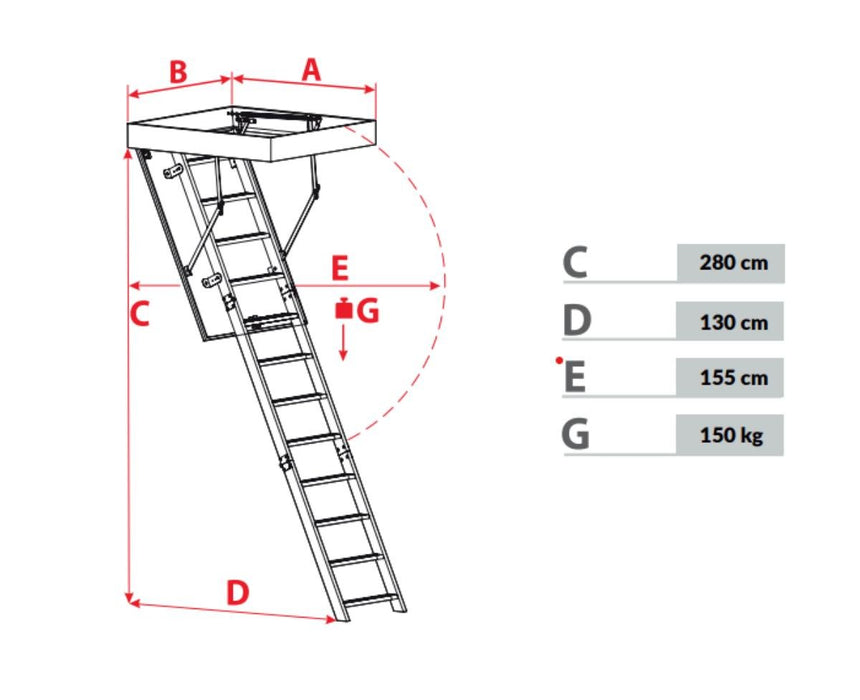 WOODEN LADDER FOR CEILING 120X70CM 150KG