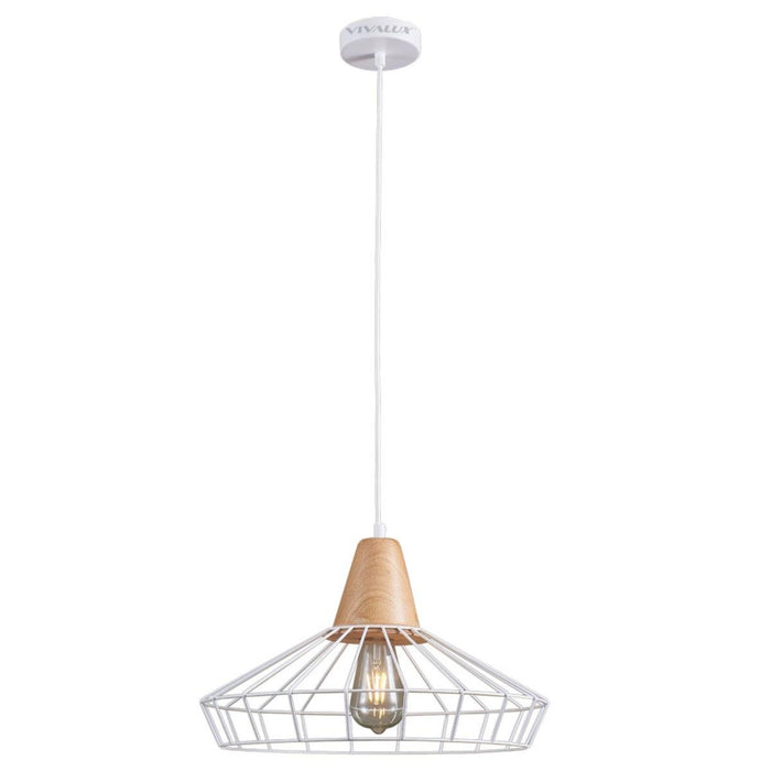 PENDANT AVA 1XE27 WIRE WITH WOOD WHITE