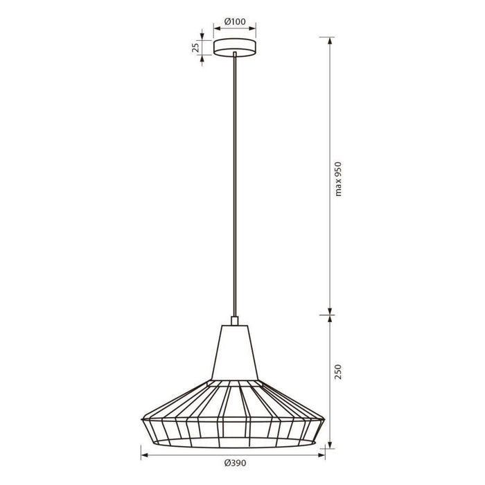 PENDANT AVA 1XE27 WIRE WITH WOOD WHITE