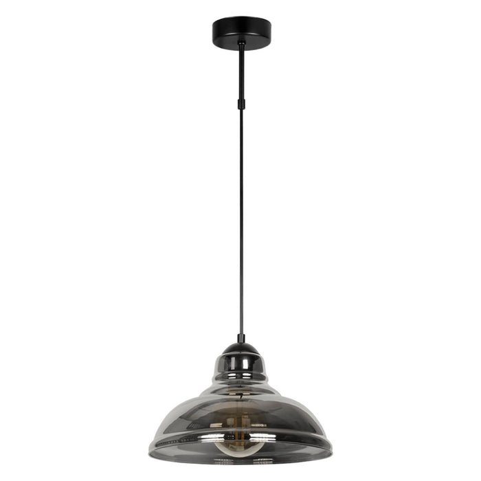 PENDANT LAMP SMOKED GLASS 1XE27 BLACK