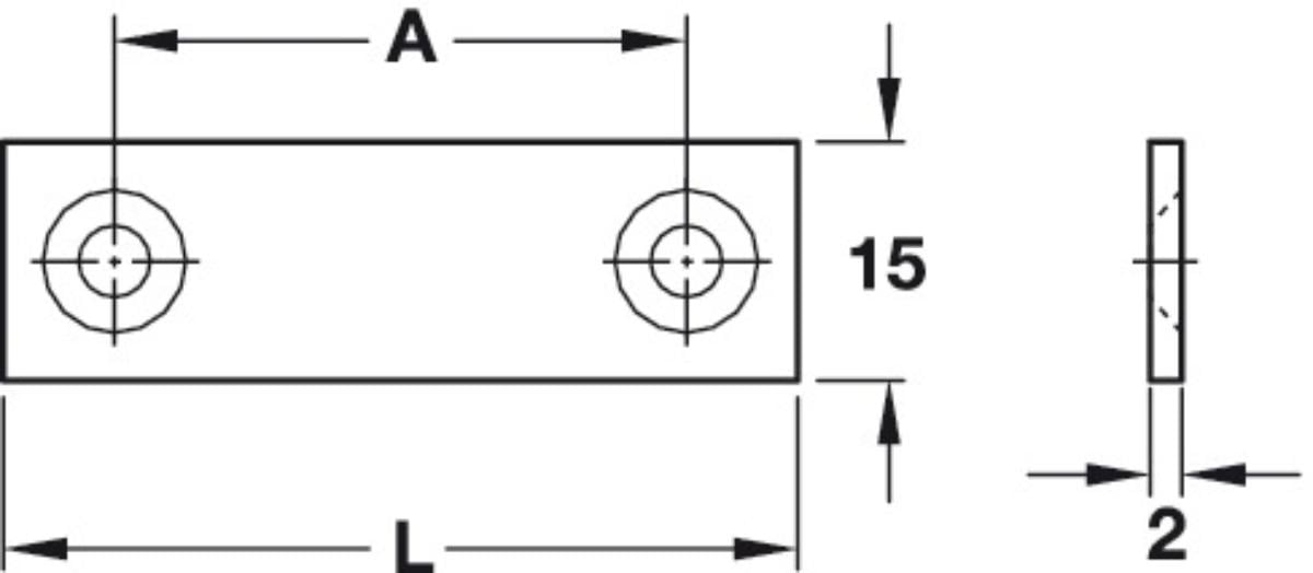 PLATE STRAIGHT WITH 2 HOLES FOR SCREWS 70MM