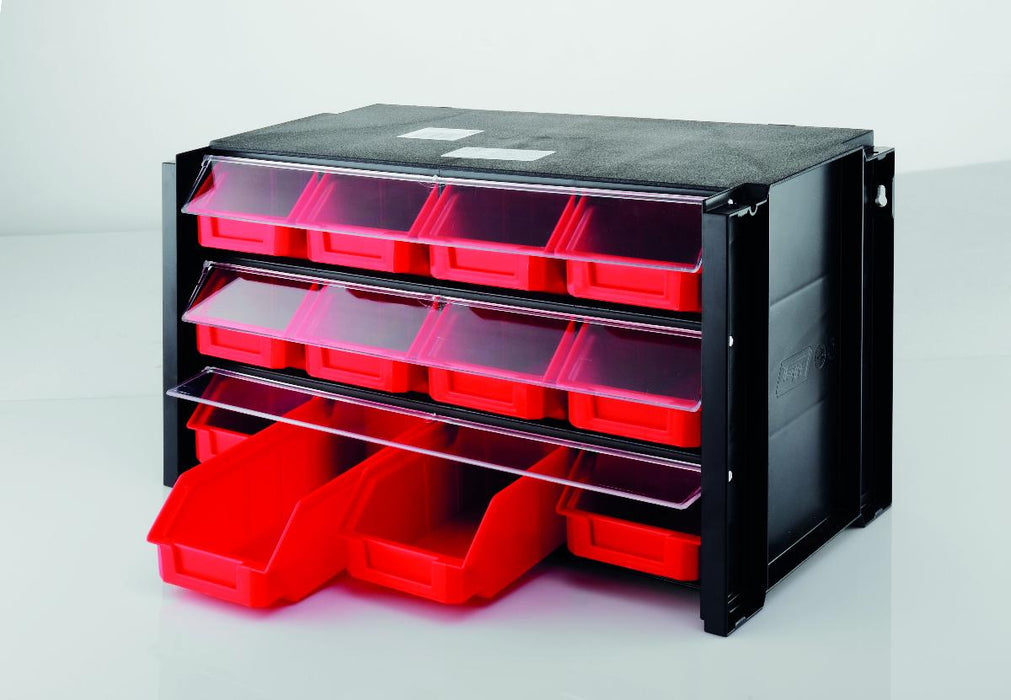 MODULAR PLASTIC CABINET WITH 12 DRAWERS