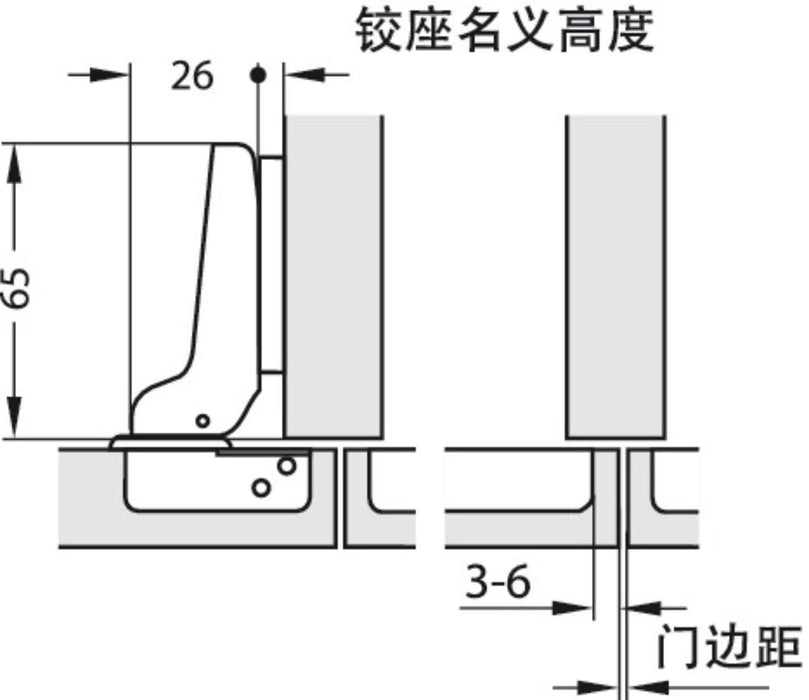 SMOOTH SELF-CLOSING HINGE SEMI-COVERED KA