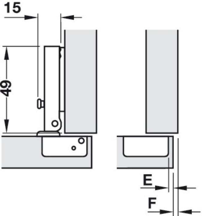 HINGE COVERED EDGE F26 HÄFELE