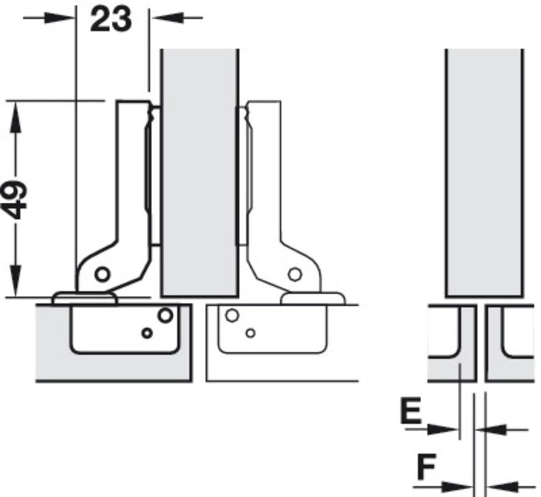 HINGE SEMI-COVERED EDGE F26 HÄFELE