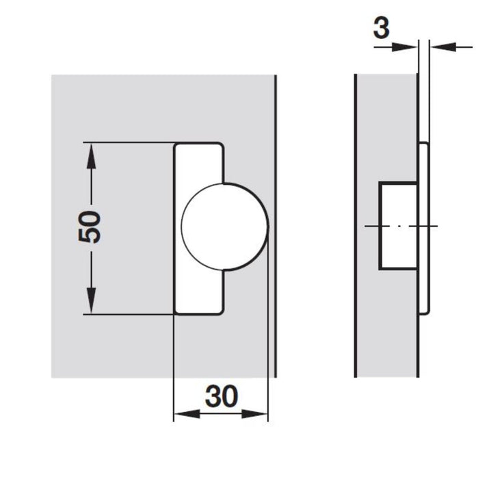 HINGE SEMI-COVERED EDGE F26 HÄFELE