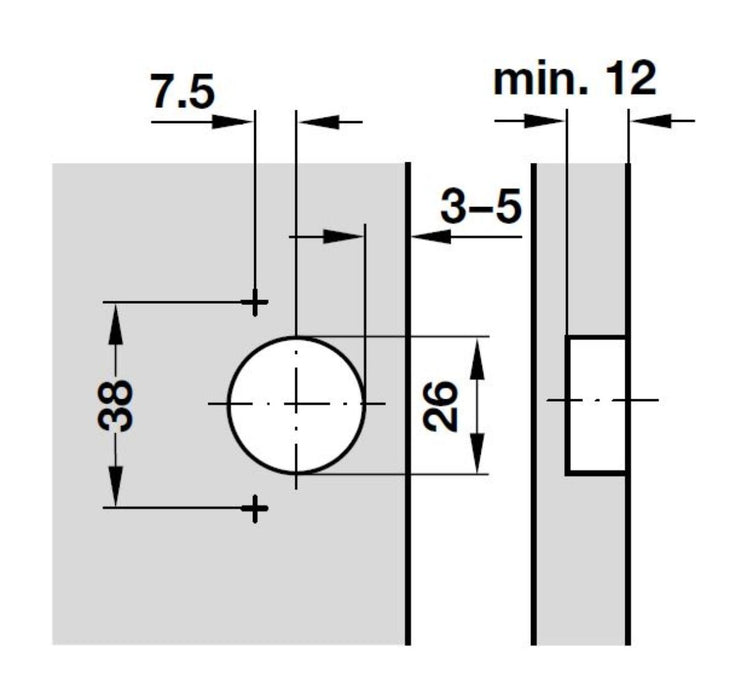 HINGE SEMI-COVERED EDGE F26 HÄFELE