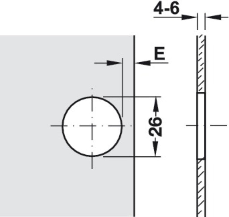 OPEN EDGE GLASS HINGE F26 HÄFELE