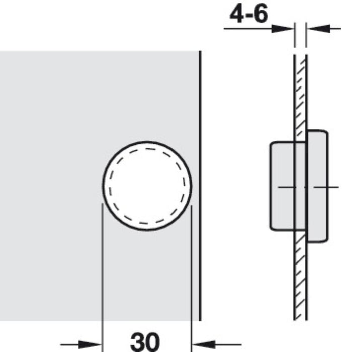 OPEN EDGE GLASS HINGE F26 HÄFELE