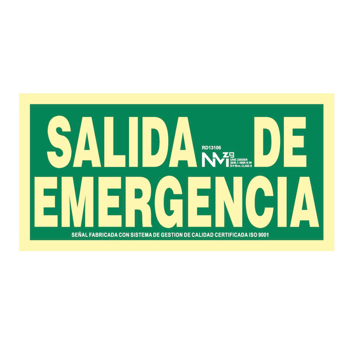 Sign Normaluz Salida de emergencia PVC 30 x 15 cm