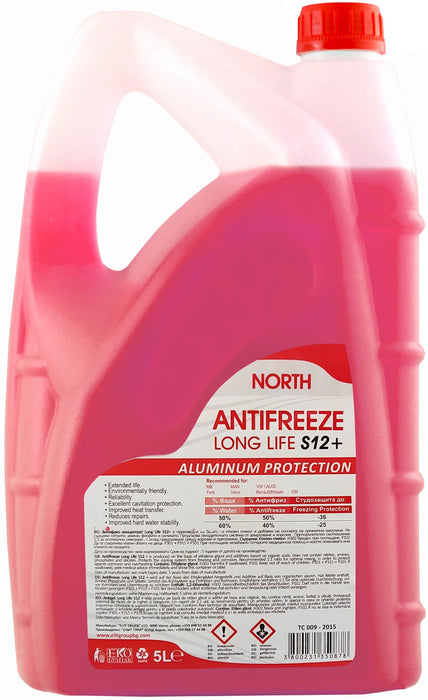 Антифриз NORTH LONG LIFE S12+ Червен -74C 5L