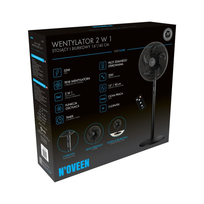 2-in-1 pedestal and desk fan NOVEEN F535 16"/40 cm