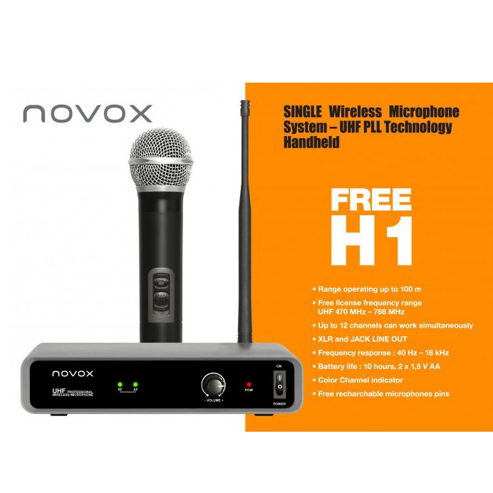Novox Free H1 - Wireless set with handheld microphone Black