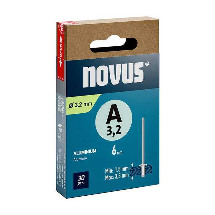 POP RIVET 3.2X6 MM NOVUS 30 COUNTS