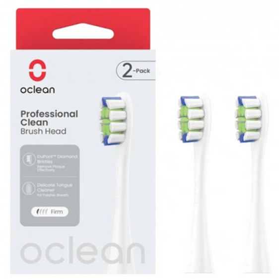 Set of 2 replacement heads for electric toothbrush Oclean Professional Clean Brush Head, Hard, White