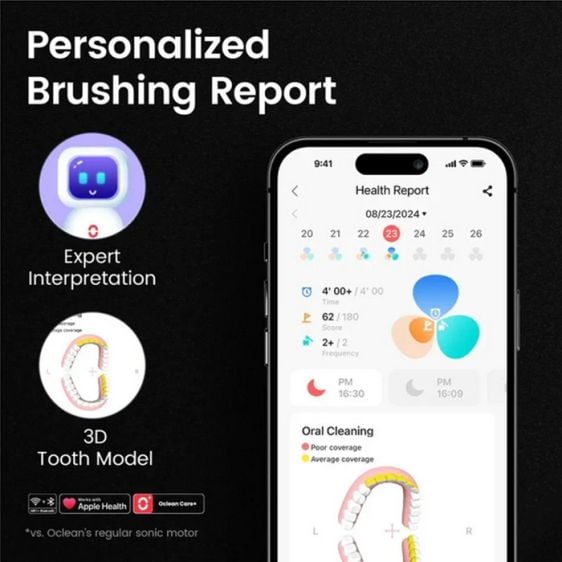 Electric toothbrush Oclean X Ultra 20, AI voice assistant, 84000 rpm, Wi-Fi, Bluetooth, Black