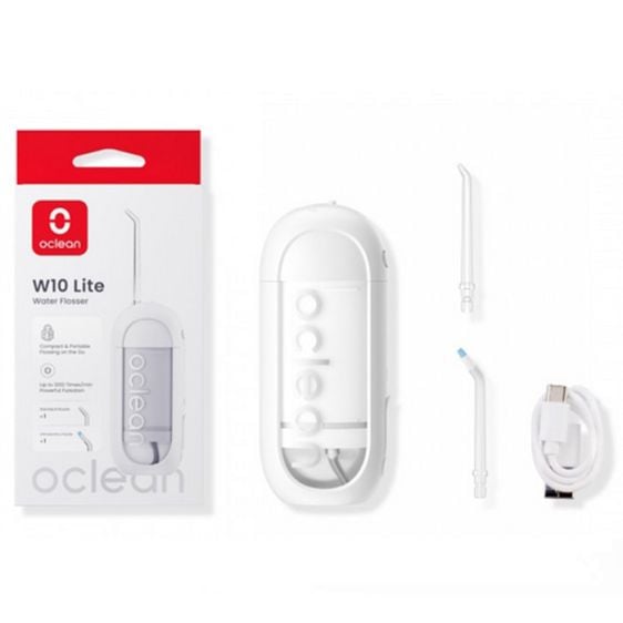 Oclean W10 Lite Dental Water Jet, 3 Modes, 2 Nozzles, 1200 Pulses Per Minute, Up to 140 PSI, White