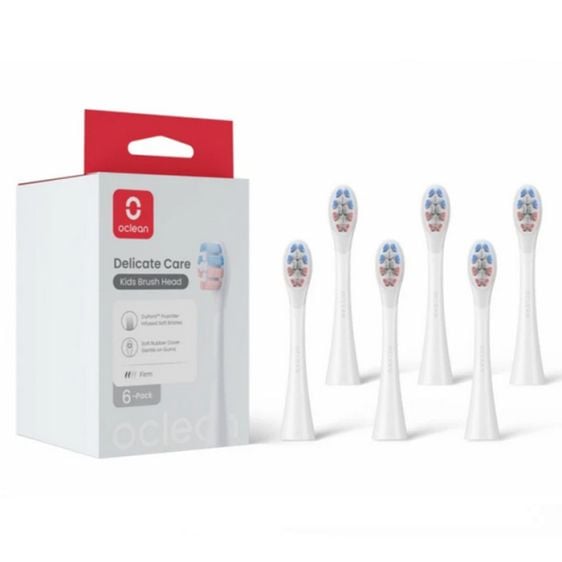 Set of 6 replacement heads for Oclean Delicate Care Electric Toothbrush, Soft, White