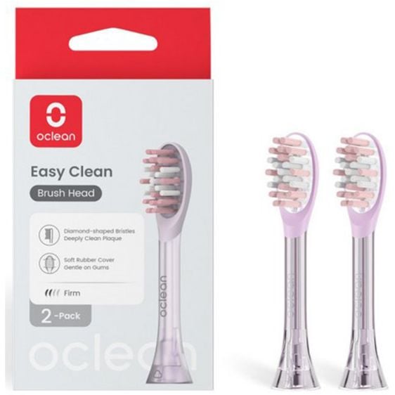 Set of 2 replacement toothbrush heads for Oclean Easy Clean P1K3, Hard, Pink