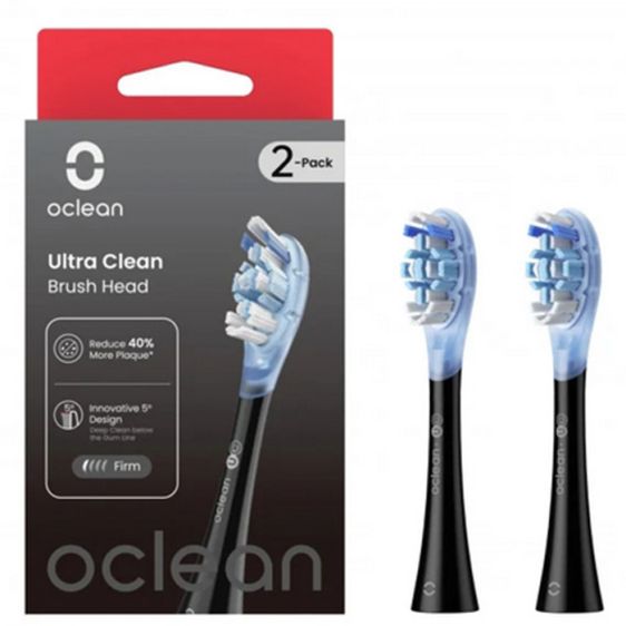 Set of 2 replacement heads for electric toothbrush Oclean Ultra Clean Brush Head, Hard, Black