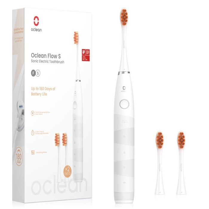 Electric toothbrush Oclean Flow S, 1.85W, 76000 rpm, 5 modes, Timer, Type-C, Antibacterial surface, White