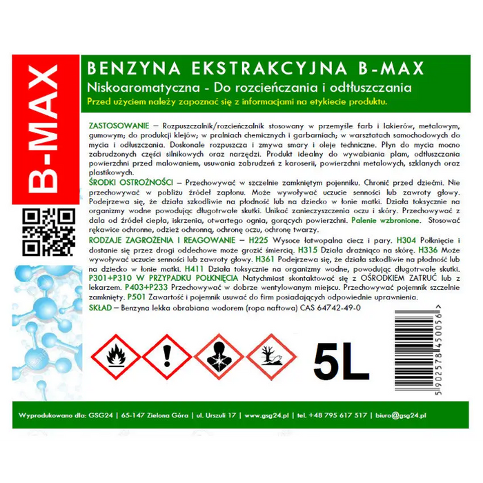 Odorless extraction gasoline B-MAX 5L - Hardware cleaners<<<HurtelXML
