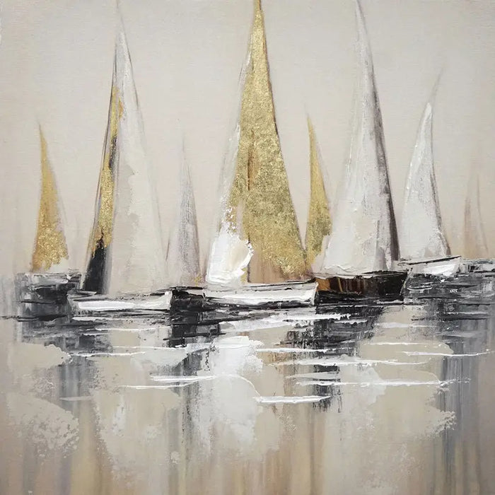 OIL PAINTING 35X35 CM. GOLDEN BOATS - Картини<<<Декорации<<<Мебели и интериор<<<Praktiker