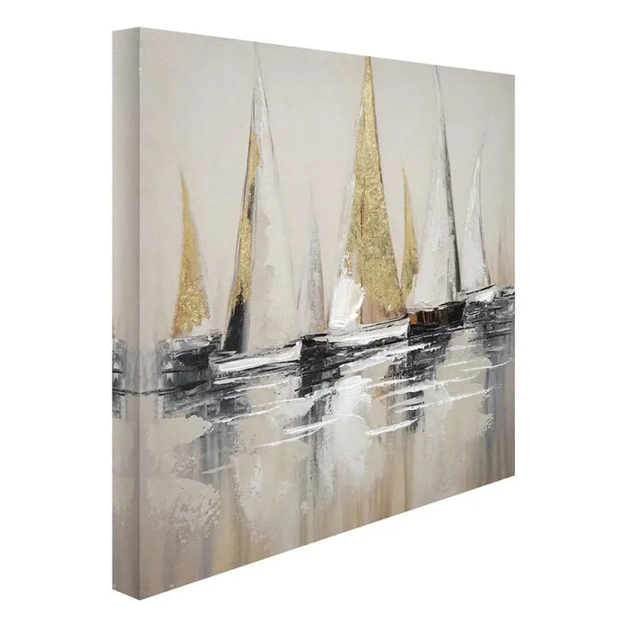 OIL PAINTING 35X35 CM. GOLDEN BOATS - Картини<<<Декорации<<<Мебели и интериор<<<Praktiker