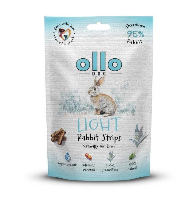 OLLO Air-Dried Light Rabbit strips - dog treat - 80g