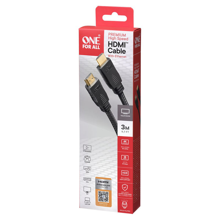 CABLE HDMI PREMIUM HIGH SPEED 3.0M ONE FOR ALL