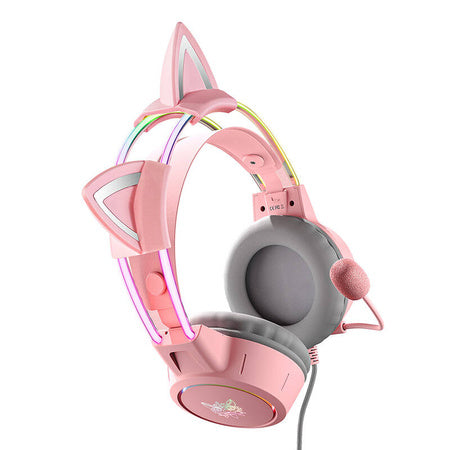 ONIKUMA X15Pro Gaming Headphones Pink/Cat Ears