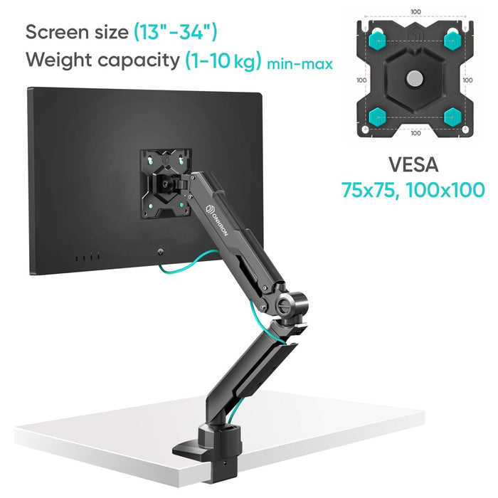 ONKRON G90-B Swivel and tilt desk mount for 13‘-34’ monitors, max. 10 kg, with rotation, black