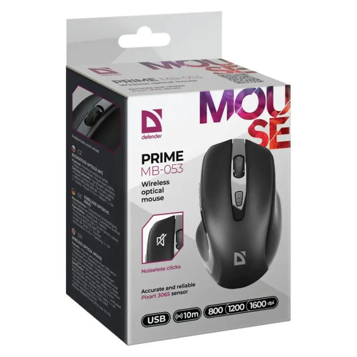 Optical Wireless Mouse Defender DEFENDER PRIME MB-053 RF SILENT Black - Гейминг Мишка и Подложка за Мишка<<<Компютър
