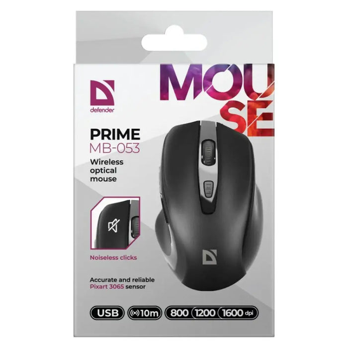 Optical Wireless Mouse Defender DEFENDER PRIME MB-053 RF SILENT Black - Гейминг Мишка и Подложка за Мишка<<<Компютър
