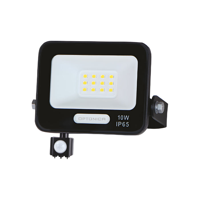 LED SPOTLIGHT WITH SENSOR 10W 900LM IP65 BLACK OPTONICA