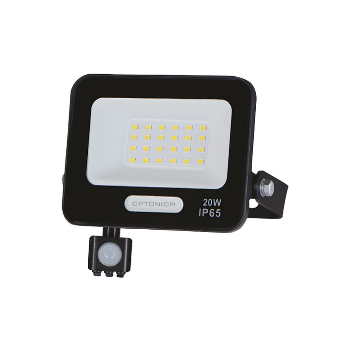 LED SPOTLIGHT WITH SENSOR 20W 1800LM IP65 BLACK OPTONICA