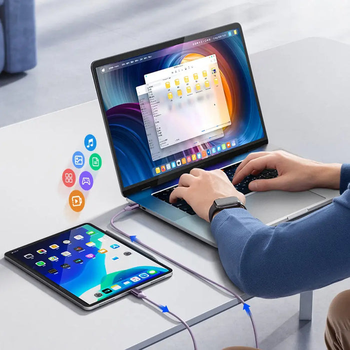 Orico CDX 60W 3A Power Delivery USB-C - USB-C 1m Cable - Purple - Cell phone cables<<<HurtelXML