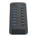 Orico CT2U3-7AB 7x USB-A 3.0 Hub with Switches - Black - USB hubs<<<HurtelXML