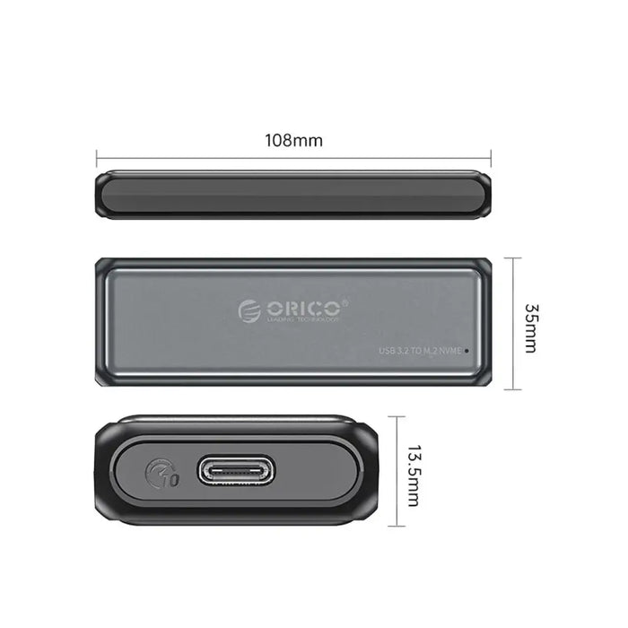 Orico DDM2-C3-G2 M.2 NVME USB-A USB-C 3.2 10Gb/s Disk Drive - Gray - Disk adapters<<<HurtelXML