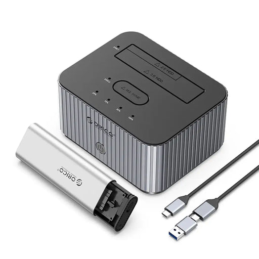 Orico IT28E-C 2-Disk Docking Station with M.2 NVME 2.5’’/3.5 HDD/2.5’’ SSD Clone Function - Gray - Disk