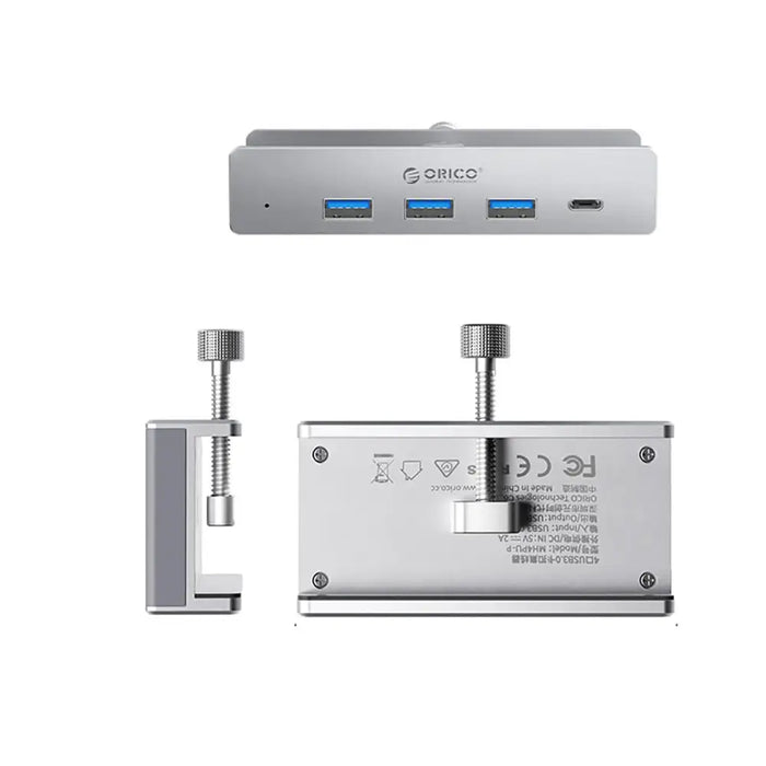 Orico MH4PC Hub Clamp-Mounted USB-C / 3x USB-A 3.0 + 1x USB-C 3.0 - Silver - USB hubs<<<HurtelXML