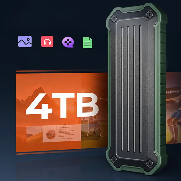 Orico OTPX-G2 M.2 NVMe/SATA SSD USB-C 3.2 tactical reinforced drive bay - gray-green - Disk adapters<<<HurtelXML