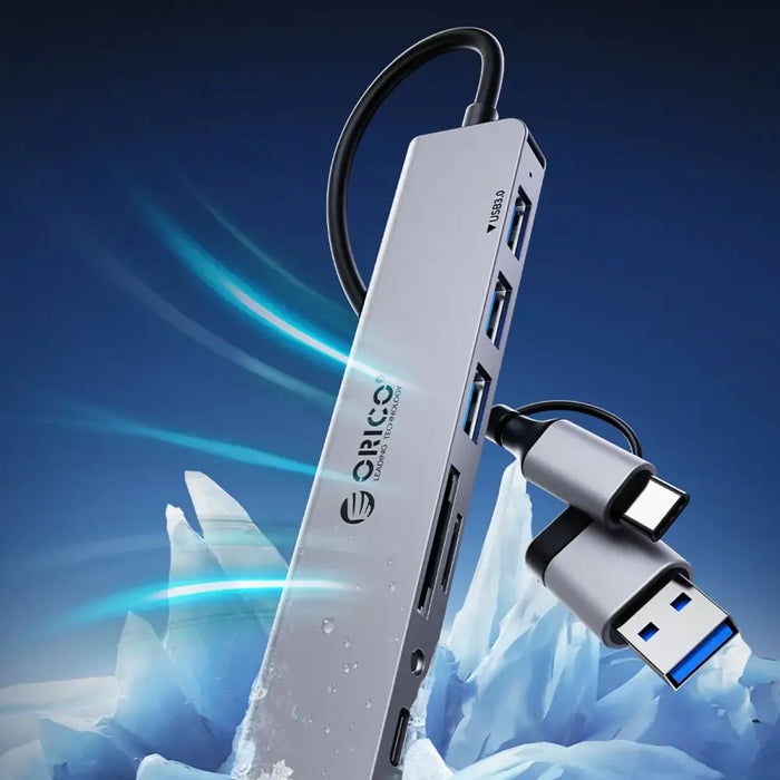 Orico YSA2-U3 USB-A/USB-C Hub Docking Station 1x USB-A 3.0 + 6x USB-A 2.0 - Gray - USB hubs<<<HurtelXML