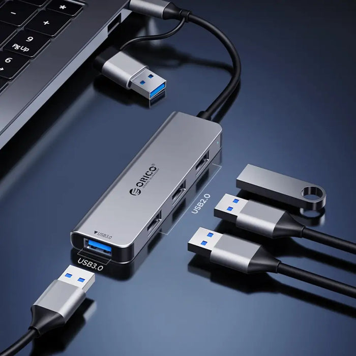 Orico YSA7-U3 USB-A/USB-C Hub Docking Station 4x USB-A 2.0 + 1x USB-A 3.0 + 2x USB-C 2.0 - Gray - USB hubs<<<HurtelXML