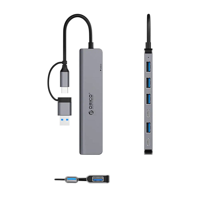 Orico YSA7-U3 USB-A/USB-C Hub Docking Station 4x USB-A 2.0 + 1x USB-A 3.0 + 2x USB-C 2.0 - Gray - USB hubs<<<HurtelXML