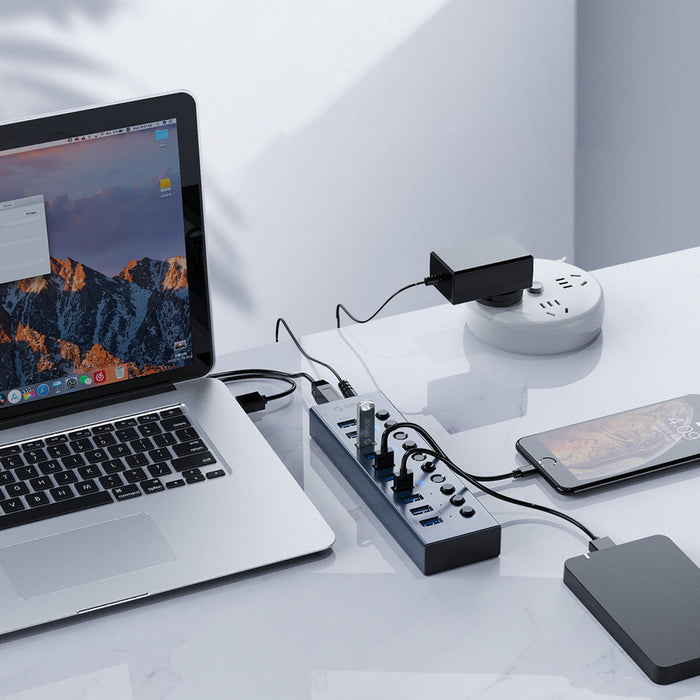 Orico BT2U3-13AB Hub 13x USB-A 3.0 with switches - gray